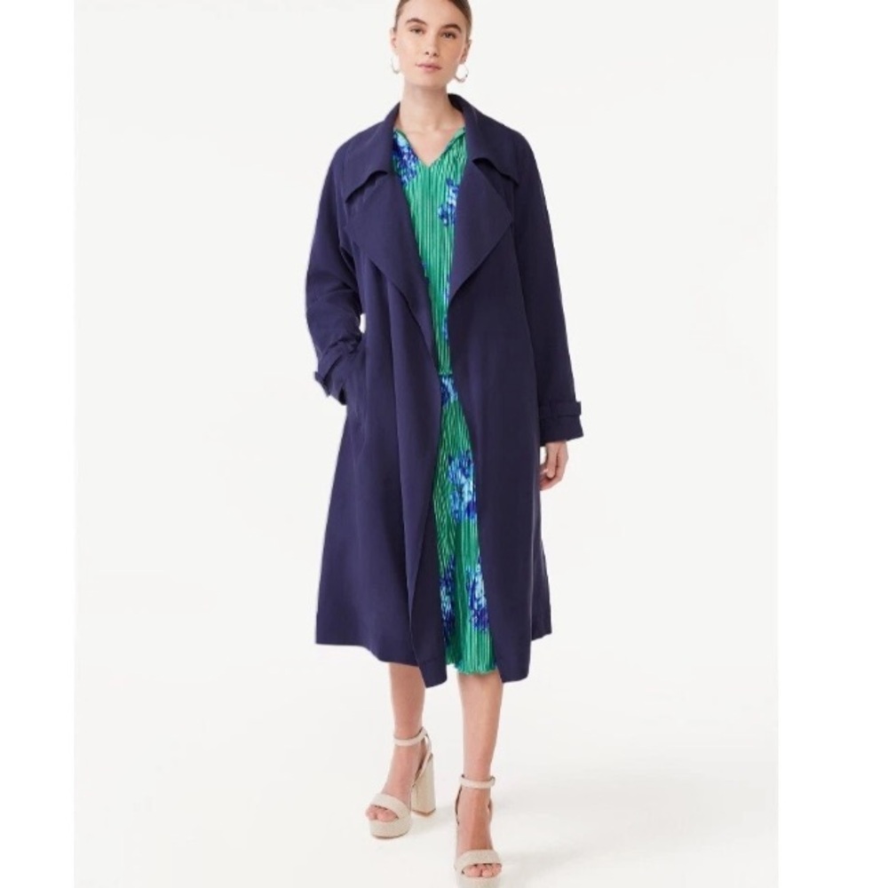 Scoop NYC Navy Oversized Trench Coat NWT